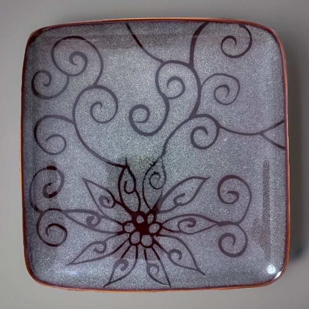 Roscher Stoneware Olivia Collection Square Luncheon Salad Plate 9” EUC